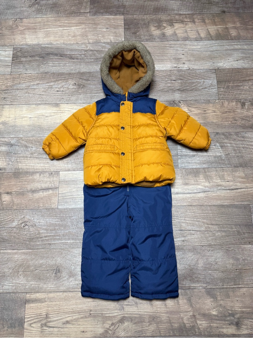 OshKosh B'Gosh 2-Piece Heavyweight Snowsuit Set Mustard Yellow Navy Blue 24M
